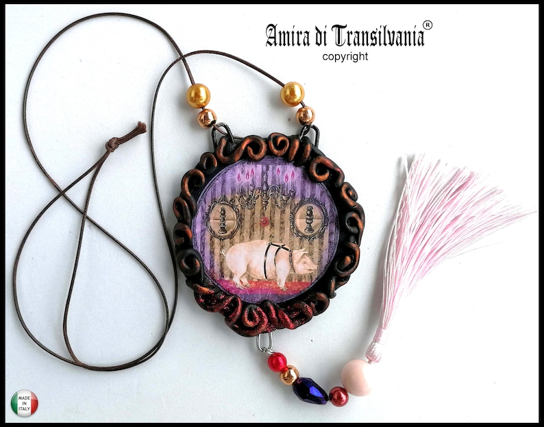 Good Luck Amulet, Pig Richness Symbol, Attraction Wealth Success Money Abbondance Rich, Magic Power Talisman Pendant
