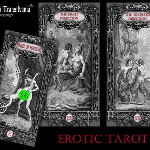 cartes de tarot, jeu de cartes vintage, oracle divinatoire de cartomancie, une histoire d'amour, kamasutra sexy, sibylles voyance