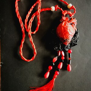 Love Talisman, Arrowed Burning Heart, Attraction Love Protection Talisman Loveling Amulet, Anatomical Heart Pendant Bib