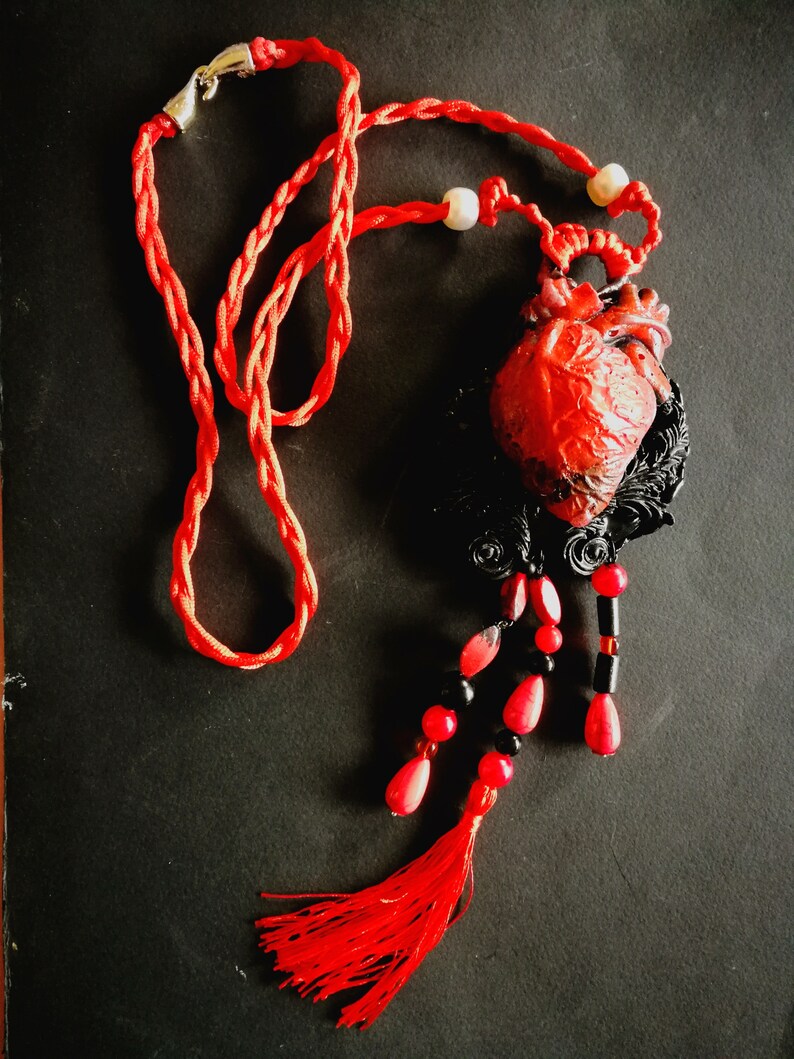 Love Talisman, Arrowed Burning Heart, Attraction Love Protection Talisman Loveling Amulet, Anatomical Heart Pendant Bib