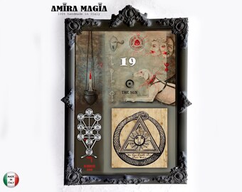 Academia Oscura, Marcos Decorativos de Pared de Estética Gótica, Decoración Artística, Símbolo de Brujería, Impresión de Pintura enmarcada, Perro Sol