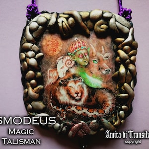 Asmodeus Demon, Protective Talisman Lion Amulet, Evil Eye Magic Power, Goth Jewel Witchcraft, Lemegeton Goetia Sigil