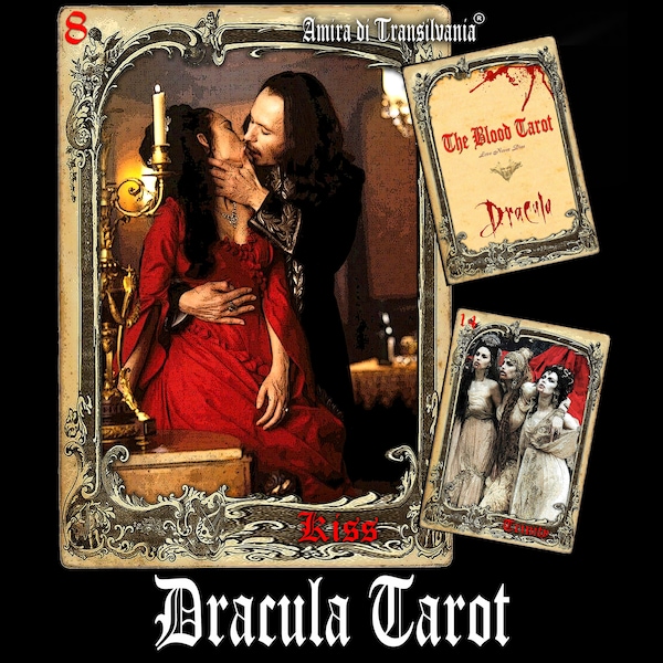 Dracula tarot card, Vampire Tarot Deck, Dracula Movie, Blood Transylvania Vampire, Romania Gothic Castle, Old Love Spell