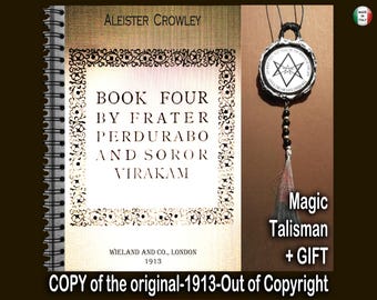 Libro antiguo sobre magia oculta, ocultismo esotérico, sociedades secretas, rituales y hechicería. Bestia 666 de Aleister Crowley.