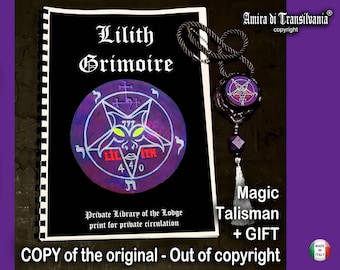 Libro antiguo de ocultismo, brujería esotérica, grimorio de la diosa oculta Lilith, hechizos, magia, rituales, adivinación, secretos mágicos.