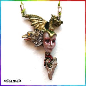 Bune Demon, Eagle Talisman Dragon Amulet Pendant, Goth Jewel Magic Seal Sigil, Lemegeton Goetia Lesser Key of Solomon