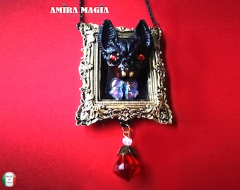 Murciélago vampiro, talismán gótico, colgante de Drácula de Transilvania, hechizo mágico de poder, inmortalidad y vida eterna.