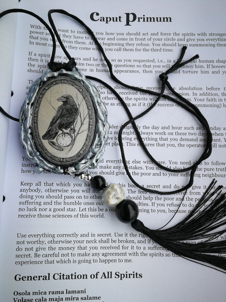 Black Raven, Germanic Folklore Witch Hunt, Antique Book Witchecraft Occult Grimoire, Secular Manuscript Magic Rituals