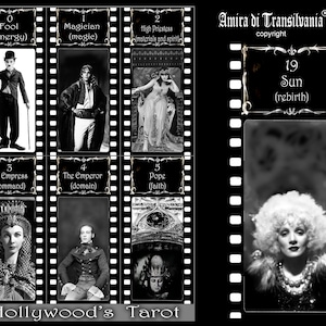 Star d'Hollywood, jeu de cartes de tarot, Sibyl Oracle Card Major Arcana, photo vintage noir et blanc actrice célèbre