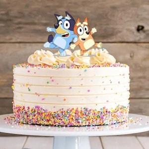 Bluey and Bingo Stand Up Edible Cake Topper - Wafer Paper - 9.5x7.5cm
