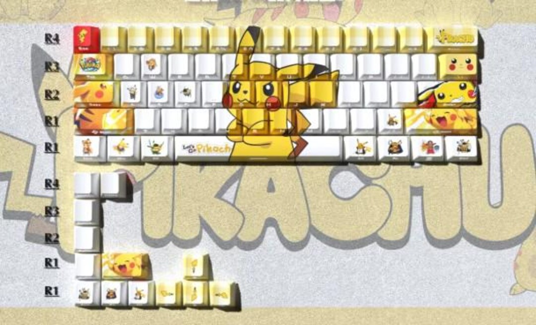 Pokemon Pikachu Theme Keycap Set - 74 Keys - Etsy Australia