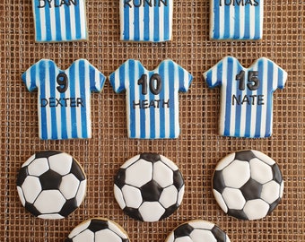 Hand-made Soccer Jersey Icing Sugar Cookies Birthday Party Game Presentation Favours Gifts Presents