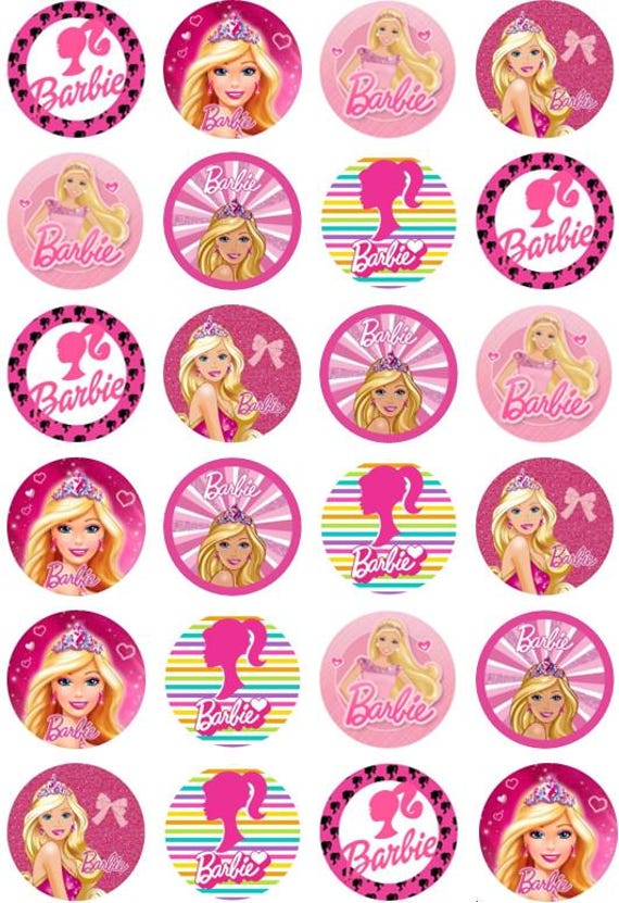 24pcs Barbie Edible Icing Sheet Cupcake Topper Uncut