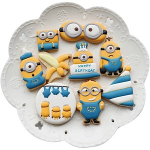 Hand-made Minions Icing Sugar Cookies Birthday Party Favours Gifts Presents