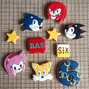 Hand-made Sonic the Hedgehog Icing Sugar Cookies Birthday Party Favours Gifts Presents