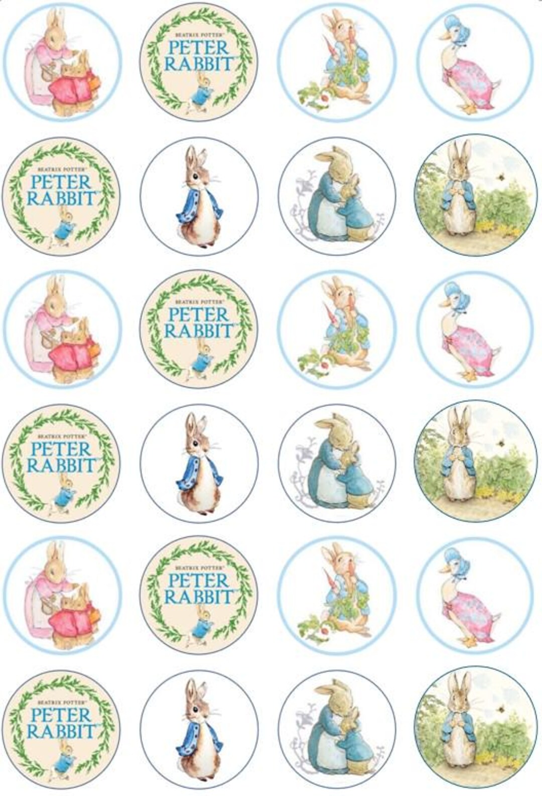 24pcs Peter the Rabbit Edible Icing Sheet Cupcake Topper - 4.5x4.5cm ...