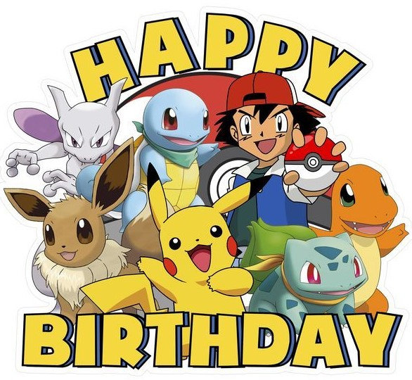 Pikachu Pokemon Happy Birthday Edible Icing Sheet Cake Topper - 11x12cm