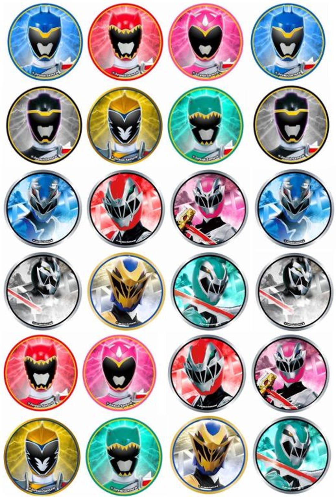 Power Ranger Gingerbread Design 24pcs Power Rangers Edible Icing Sheet Cupcake Topper - 4.5x4.5cm Uncut ...