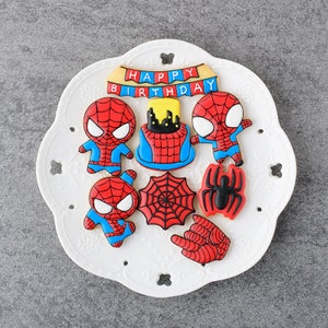 Hand-made Spider-man Icing Sugar Cookies Birthday Party Favours Gifts Presents