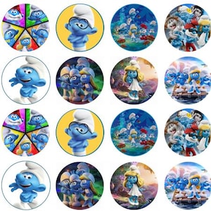 24pcs Smurfs Edible Icing Sheet Cupcake Topper - 4.5x4.5cm Uncut