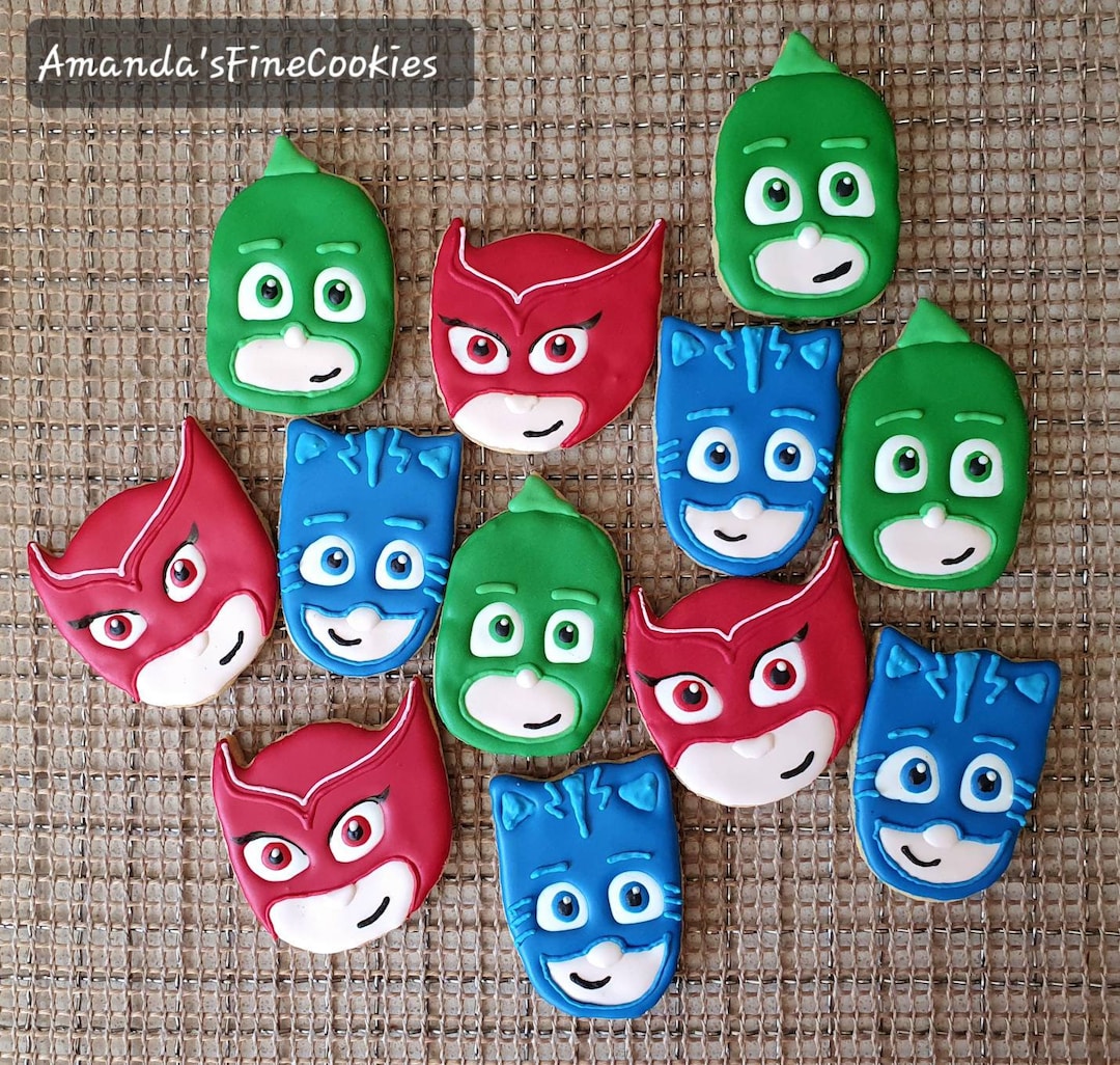 Handmade PJ Masks Icing Sugar Cookies Party Favours Gifts Presents Etsy