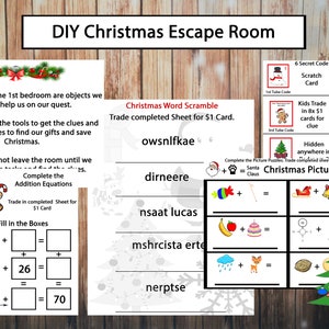 Kerst Escape Room, DIY Escape Room kit, Kids Party Escape Room, Digitaal, Afdrukbaar, PDF, direct downloaden afbeelding 4