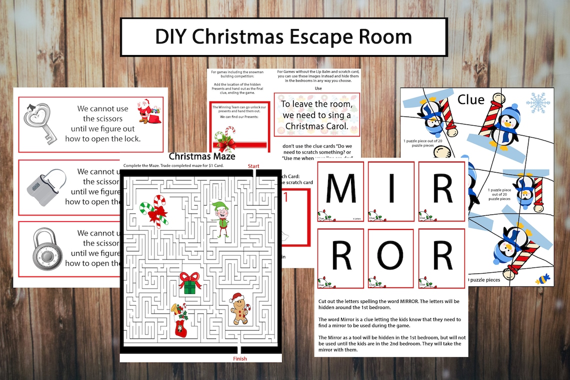 Christmas Escape Room, DIY Escape Room Kit, Kids Party Escape Room