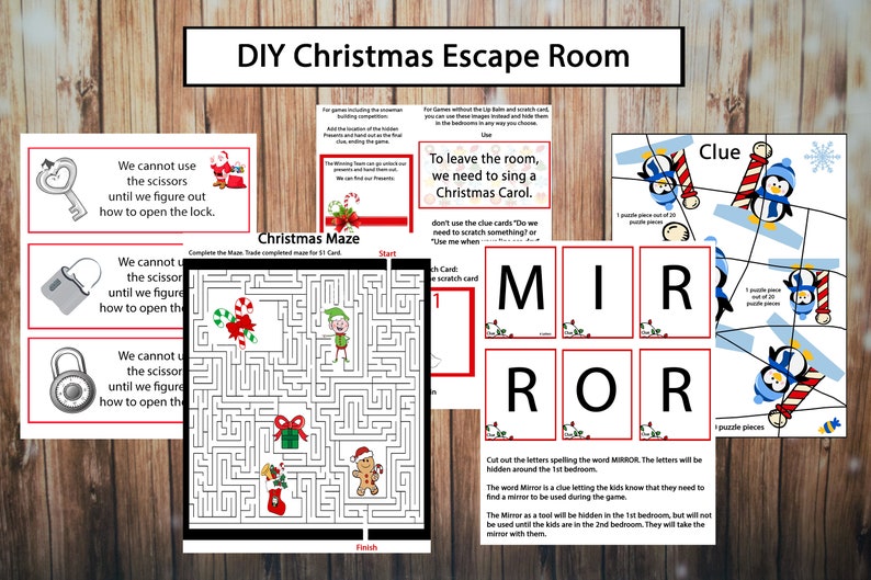 Kerst Escape Room, DIY Escape Room kit, Kids Party Escape Room, Digitaal, Afdrukbaar, PDF, direct downloaden afbeelding 5