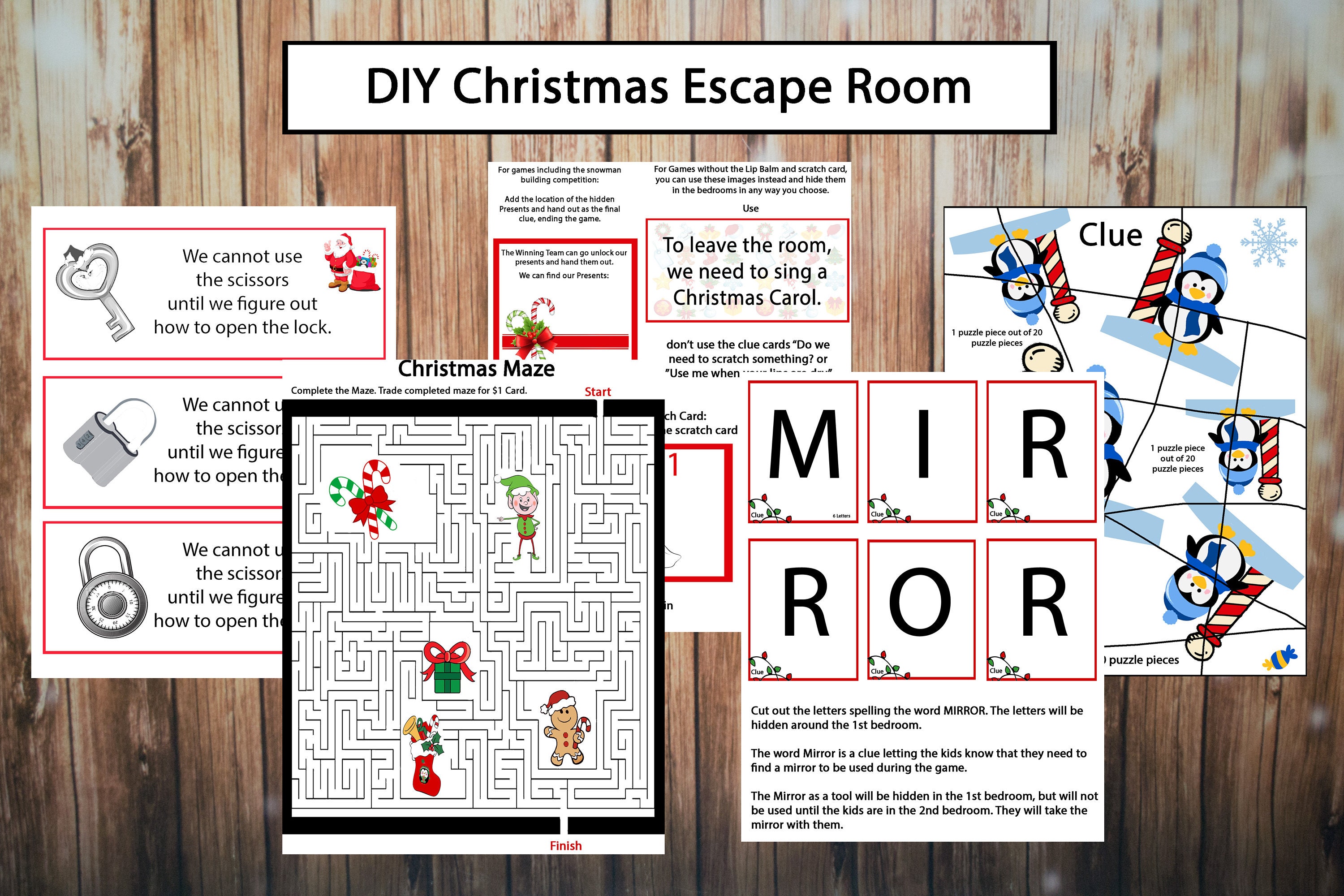 Christmas Escape Room, DIY Escape Room Kit, Kids Party Escape Room