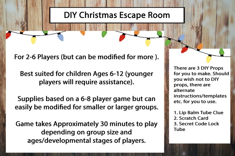 Kerst Escape Room, DIY Escape Room kit, Kids Party Escape Room, Digitaal, Afdrukbaar, PDF, direct downloaden afbeelding 2