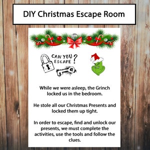 Kerst Escape Room, DIY Escape Room kit, Kids Party Escape Room, Digitaal, Afdrukbaar, PDF, direct downloaden afbeelding 1