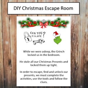Kerst Escape Room, DIY Escape Room kit, Kids Party Escape Room, Digitaal, Afdrukbaar, PDF, direct downloaden