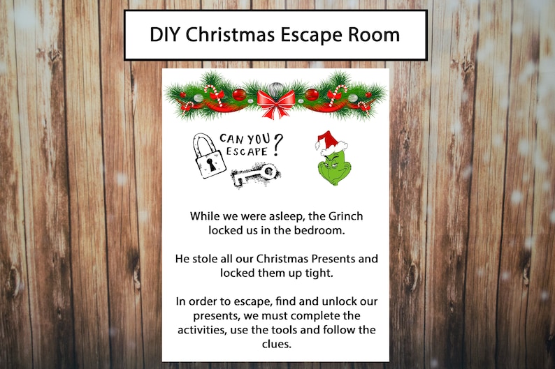 Christmas Escape Room, DIY Escape Room Kit, Kids Party Escape Room