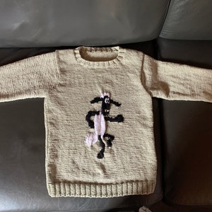 hand-knitted Shaun the Sheep Sweater, Children's Sweater Size 122/128