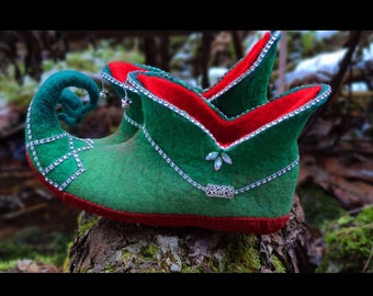 Elf shoe. Felted slippers. 100% original elf slipper. Fairy shoe. Felt shoe. Filzschuhe. Сostume Halloween. Christmas suit