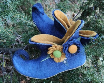 Elf's shoe. Felted slippers. 100% original slippage of the elf. Fairy's shoe. A shoe from felt. Filzschuhe.