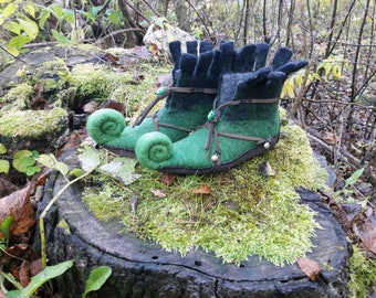 Cosplay and party shoes. Elf slippers. St. Patrick's Day, Christmas. Original shoes for street processions and parades.