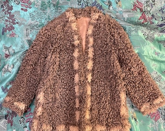 Vintage 80's Persian Curly Lamb Fur 3/4 coat