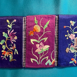 Qing Dynasty silk Chinese coin purse / wallet