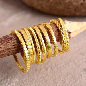 Gold Stack Ring, 18k Gold Filled Ring, Stack Ring, Thin Gold Ring, 14k Gold Ring, Simple Gold Ring, Stack Gold Ring, Gold Hammered Ring,