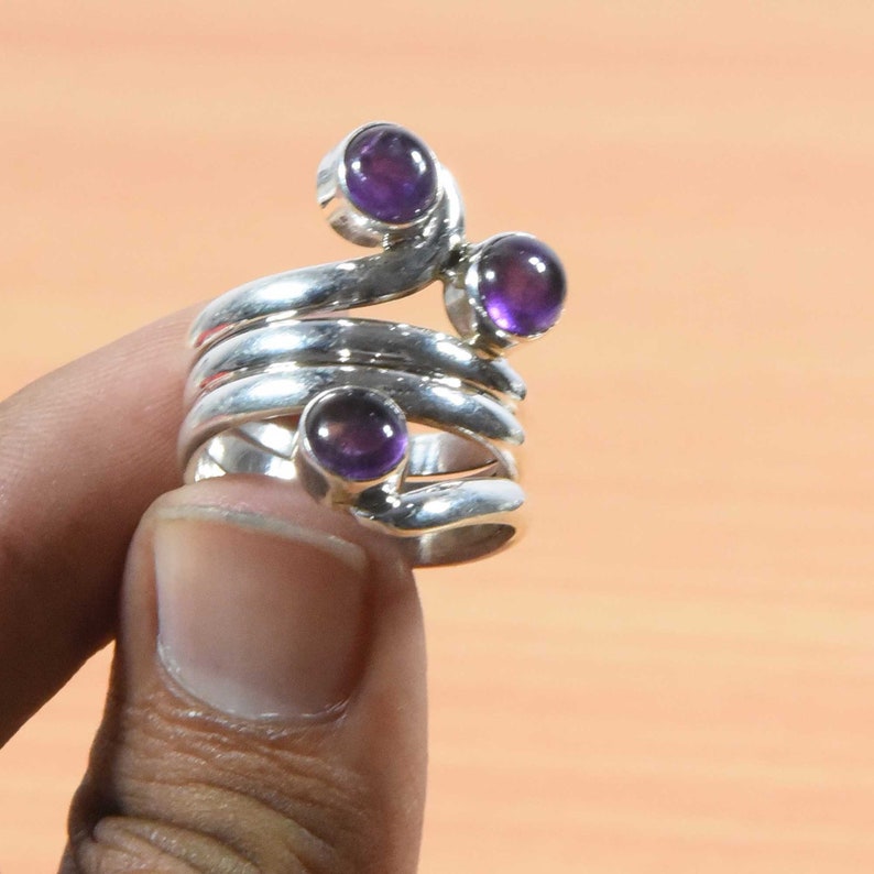 Amethyst Ring Round stone Ring Handmade Jewelry,Boho Jewelry Gemstone Ring 925 Silver Ring Silver Designer Ring Sterling Silver Ring