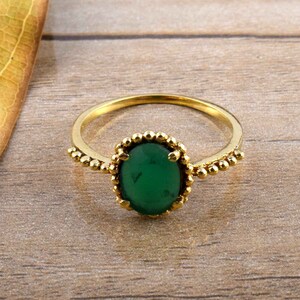 Green Onyx Ring, Dainty Ring, Ring For Women, Natural Green Onyx, Gold Gemstone Ring, Statement Ring, Green Onyx Jewelry