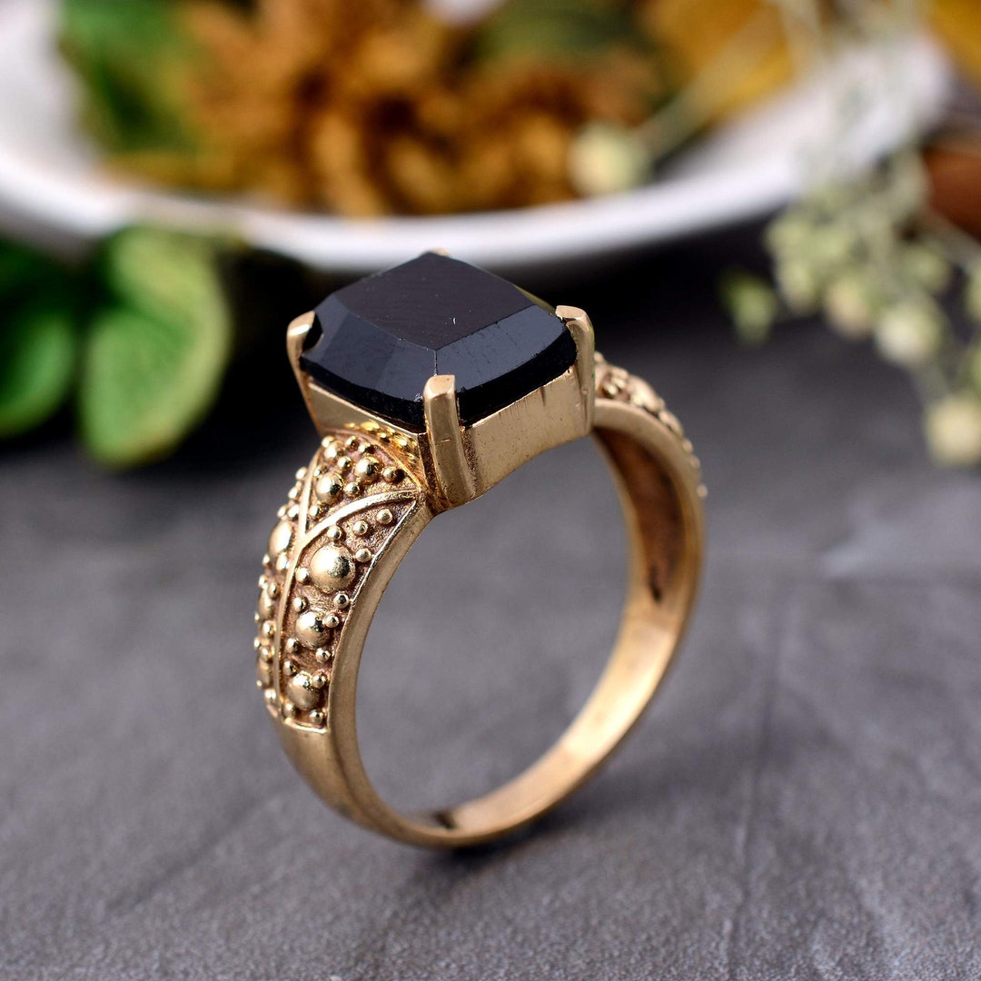Black Tourmaline Ring, Tourmaline Ring Gold, Statement Ring