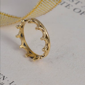 Gold Crown Ring, Gold Tiara Ring, Princess Crown Ring, Princess Gold Band, Brass Crown Ring, Dainty Queen Ring, Crown Ring