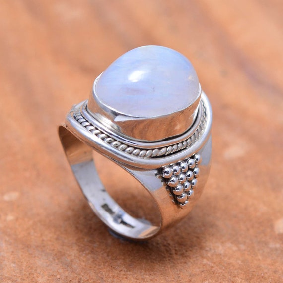 Handmade Moonstone and Sterling Silver shadow box ring.