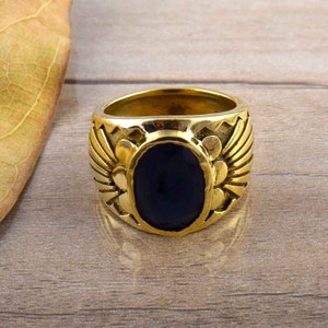 Genuine Lapis Lazuli Ring, Lapis Ring For Women, Brass Ring, Lapis Lazuli Statement Ring, Valentines Day Gift, Blue Stone Ring