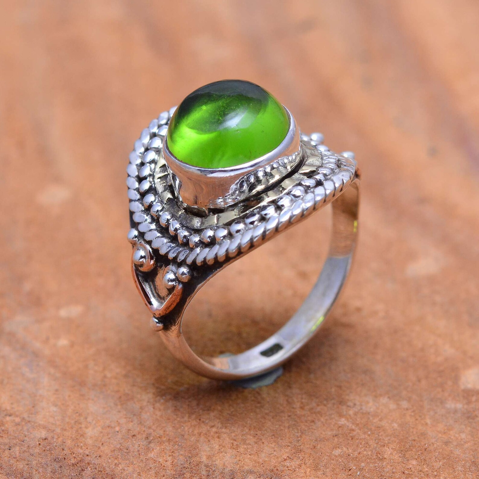 Green Gemstone Ring Delicate Ring Handmade Silver Ring Etsy