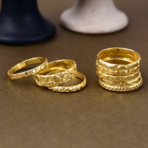Stacking Ring, 18k Gold Filled Ring, Minimalist Stack Ring, Thin Gold Ring, 18k Gold Ring,Simple Gold Ring, Gold Hammered Ring, Dainty Ring