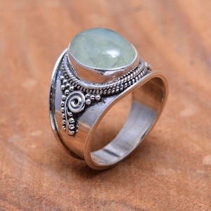 Genuine Prehnite Ring, Prehnite Gemstone Ring, Prehnite Gemstone Ring For Women, 925 Sterling Silver Prehnite Ring, Statement Ring, Gift
