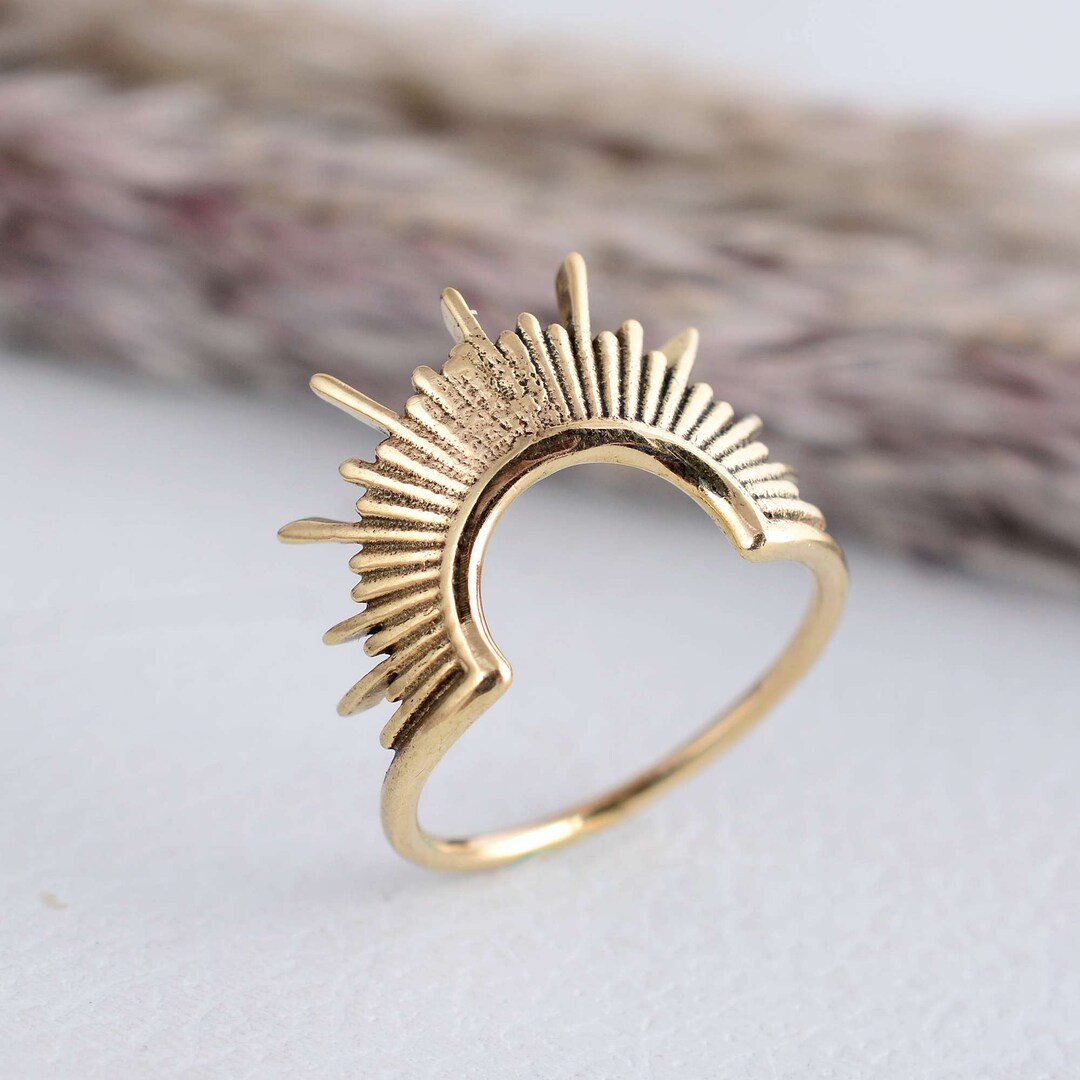 Handmade Sunburst Ring – Boho Brass Celestial Ring – Stacking Festival ...